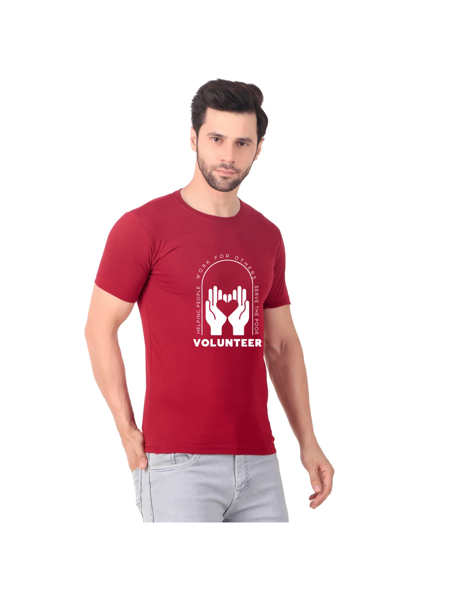 Fabstieve men Solid Round Neck Pure Cotton Brown (Vk-219_Print-156)