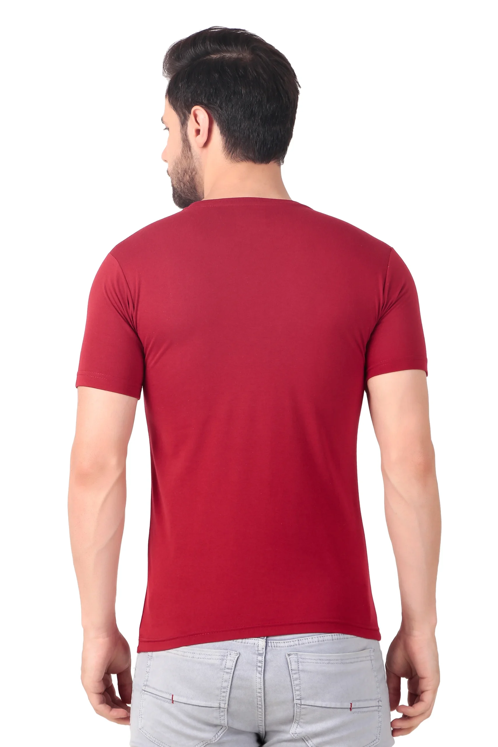 Fabstieve men Solid Round Neck Pure Cotton Brown (Vk-219_Print-154)