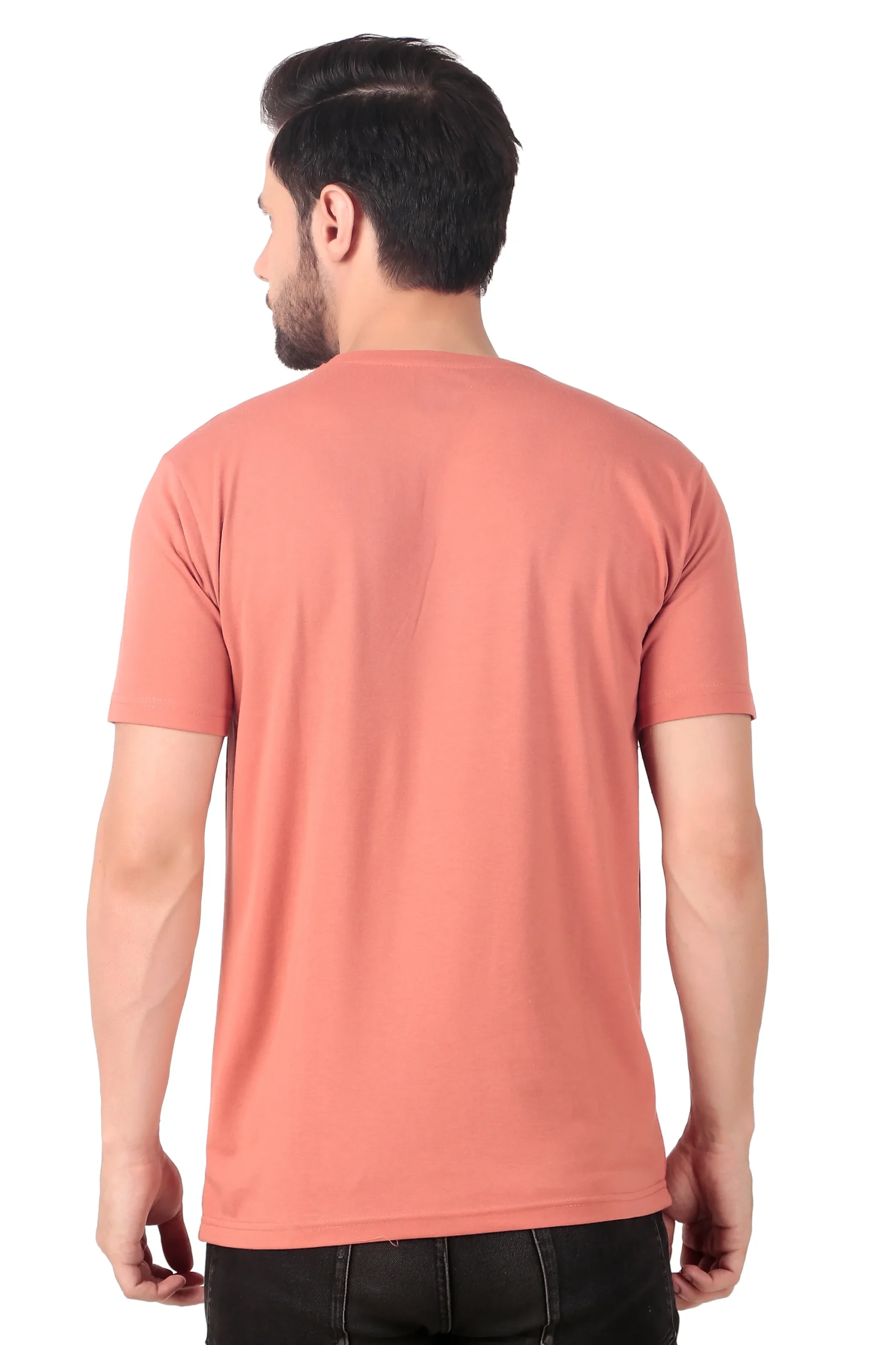 Fabstieve men Solid Round Neck Pure Cotton Brown (Vk-219_Print-154)