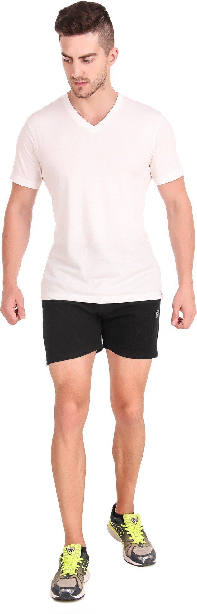 Black Lycra Blend Solid Short For Men - Image 2
