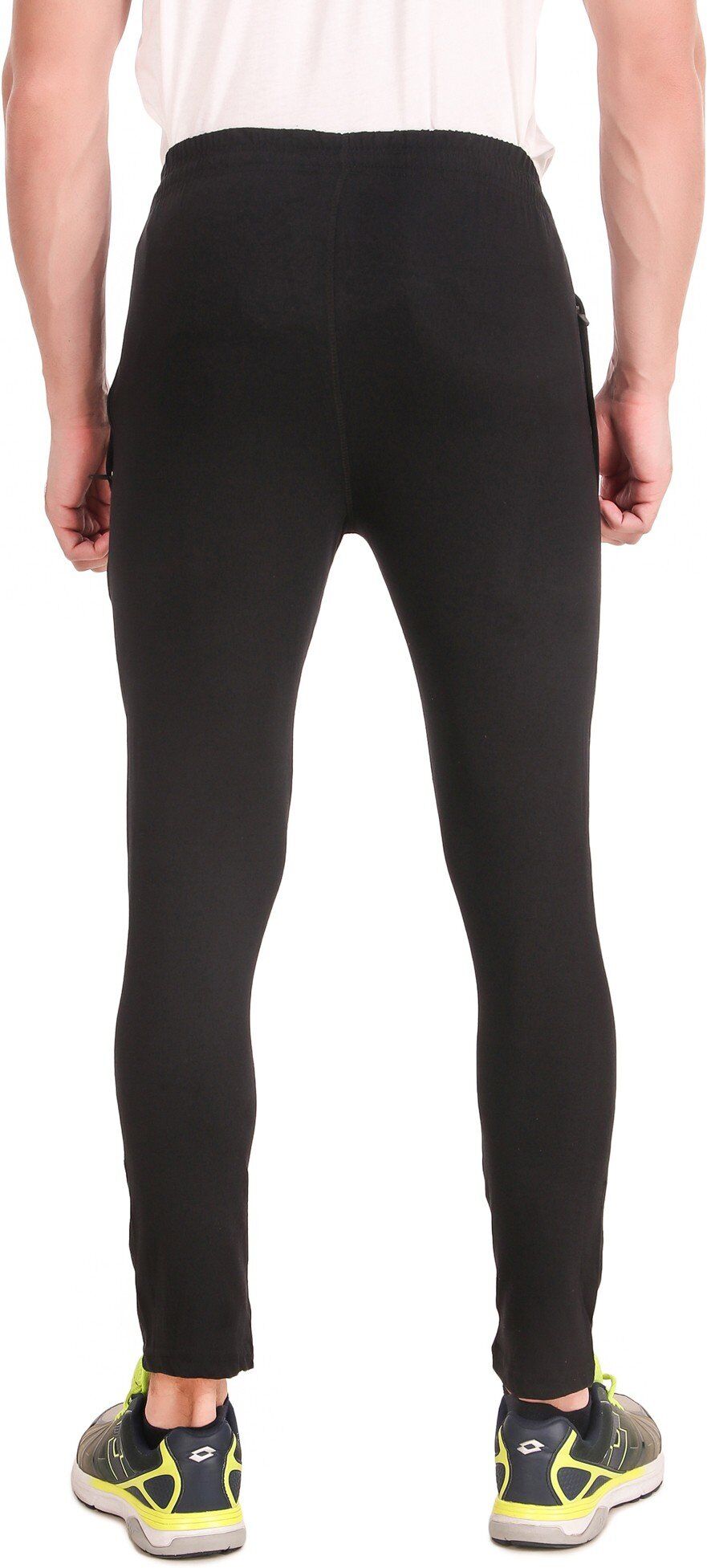 Black Cotton Blend Solid Track Pant For Men - Image 2