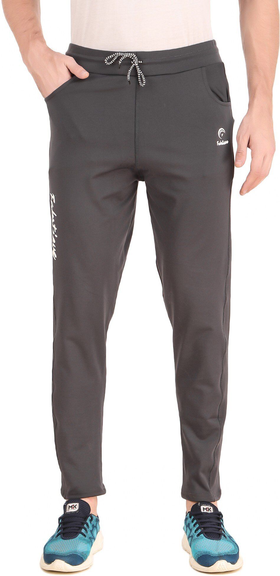 Black Lycra Blend Solid Track Pant For Men - Image 6