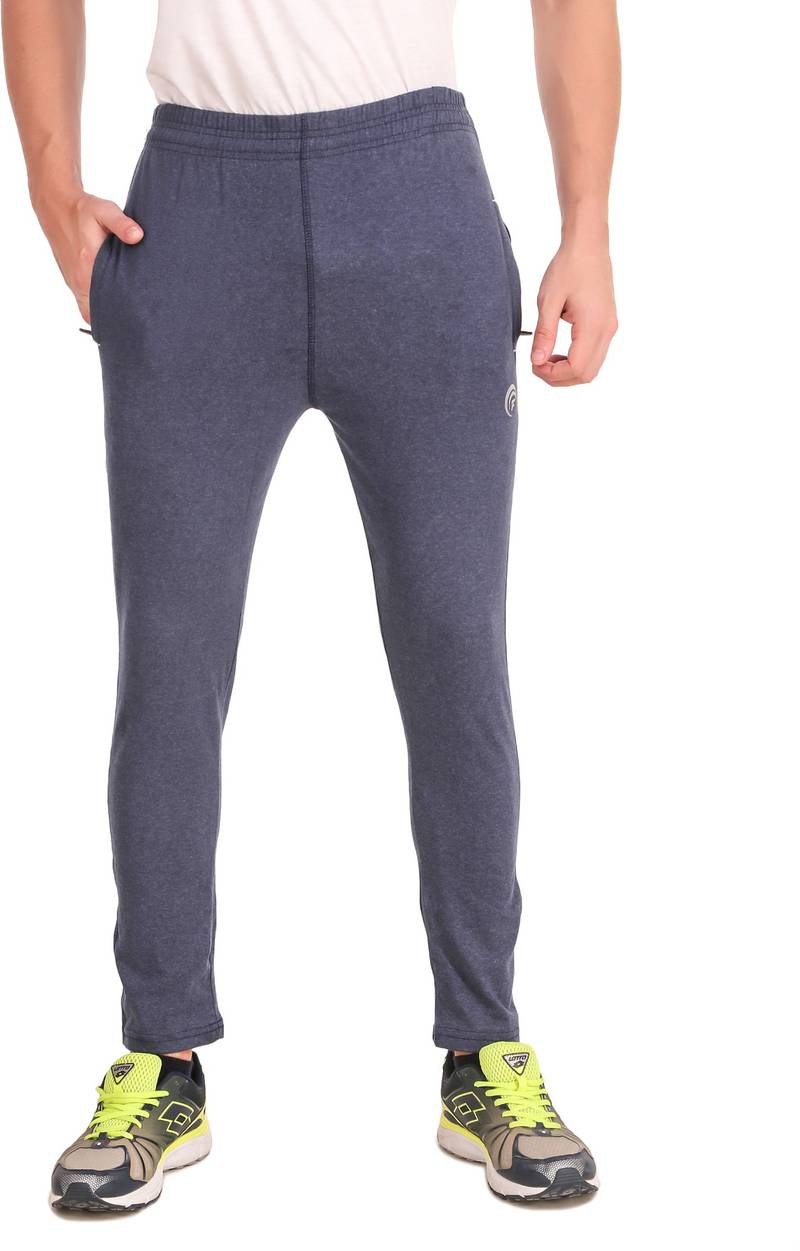 Blue Pure Cotton Solid Track Pant For Men