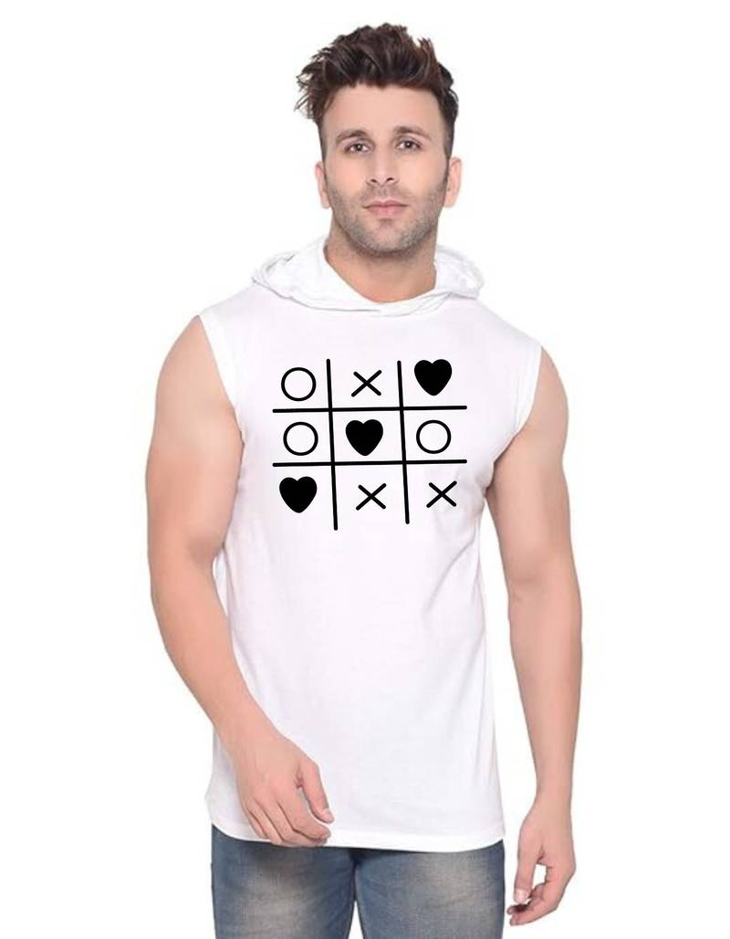 White Polyester Printed Gym Vest For Men